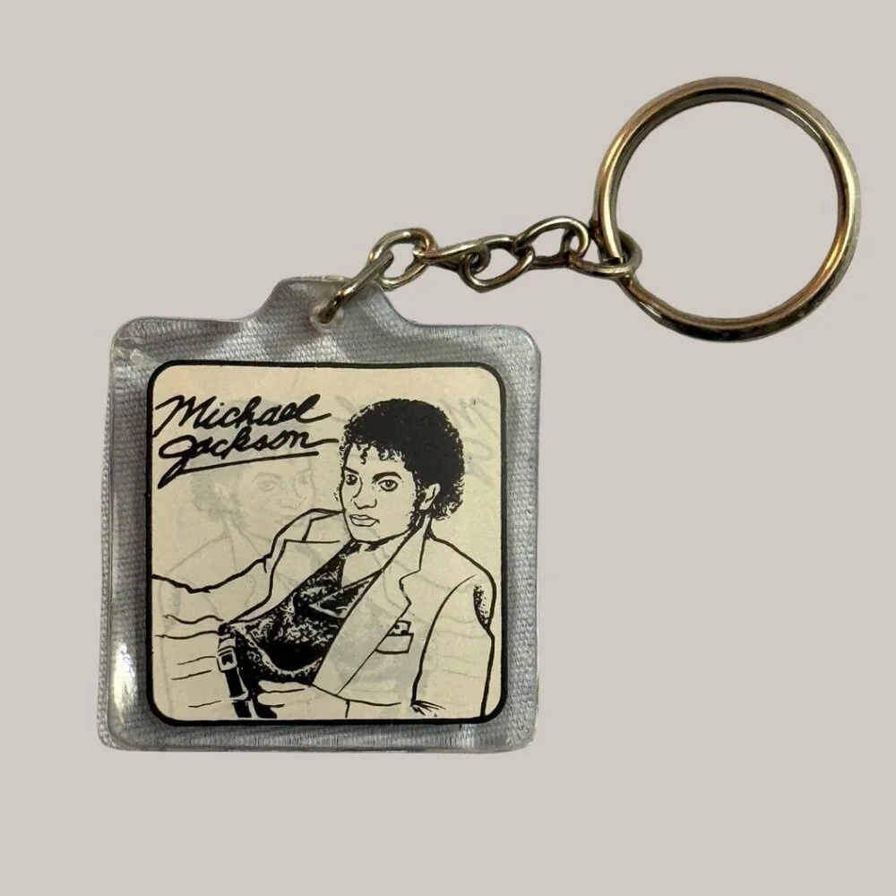 Michael Jackson Thriller Album Cover Keychain – Black & White MJ Collectible